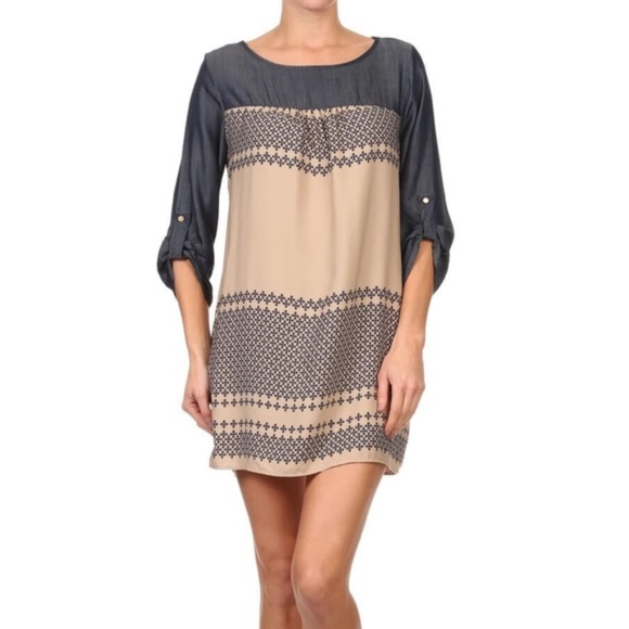 Renee C. Dresses & Skirts - {Renee C}1M Left! Denim ColoredSleeved MiniDress